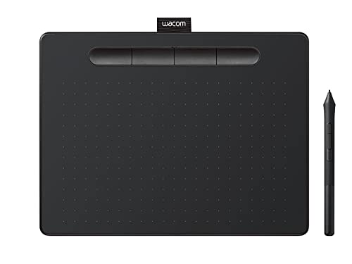 Wacom Intuos Small Tablette Graphique - pour la Peinture, le Dessin et la Retouche Photo avec Stylo Sensible à la Pression Noir - Idéal pour le Télétravail et la Formation en Ligne