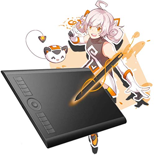 GAOMON M10K 2018Version-Tablette Graphique 10 x 6.25 Pouces avec Stylet Passif et 8192 Niveaux de Pression (M10K2018)